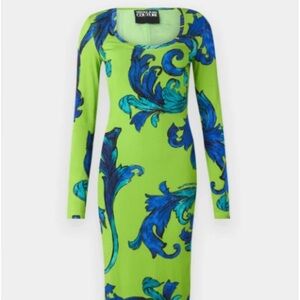 Versace Jeans Couture Green and Blue Knit Midi Dress - sz 2 US XS - 38 IT